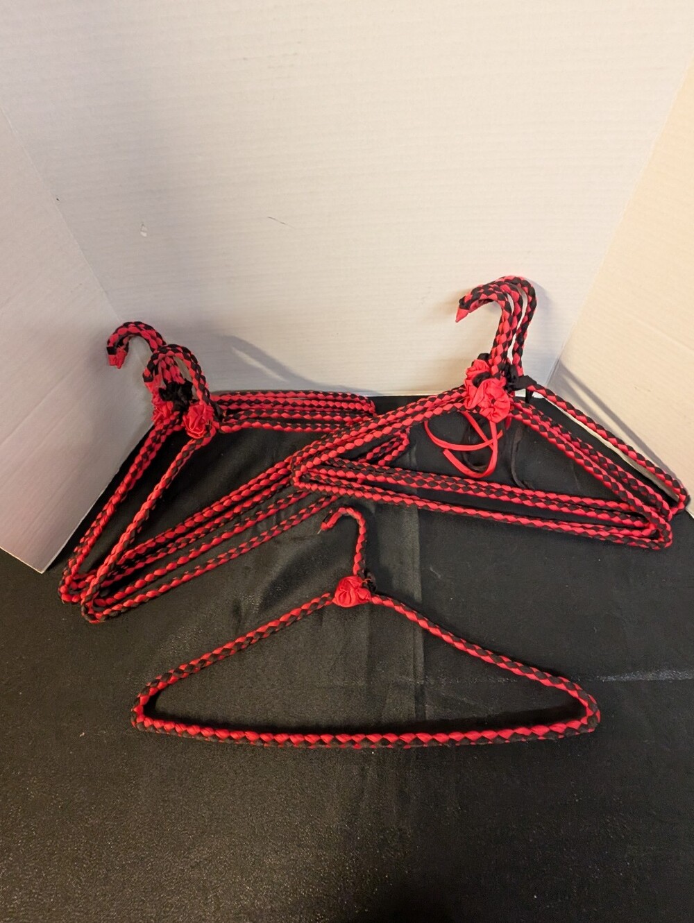 Handmade Vintage Nylon Fabric Wrapped Wire Hangers: Lot of 10 Retro Bundle